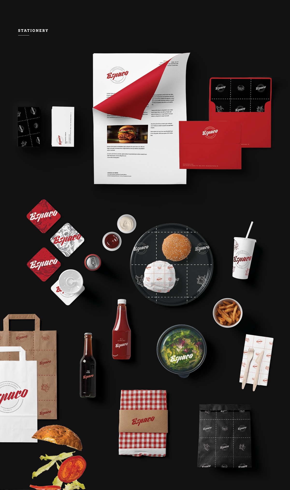Espaco漢堡、薯條和飲料西餐店品牌包裝設計